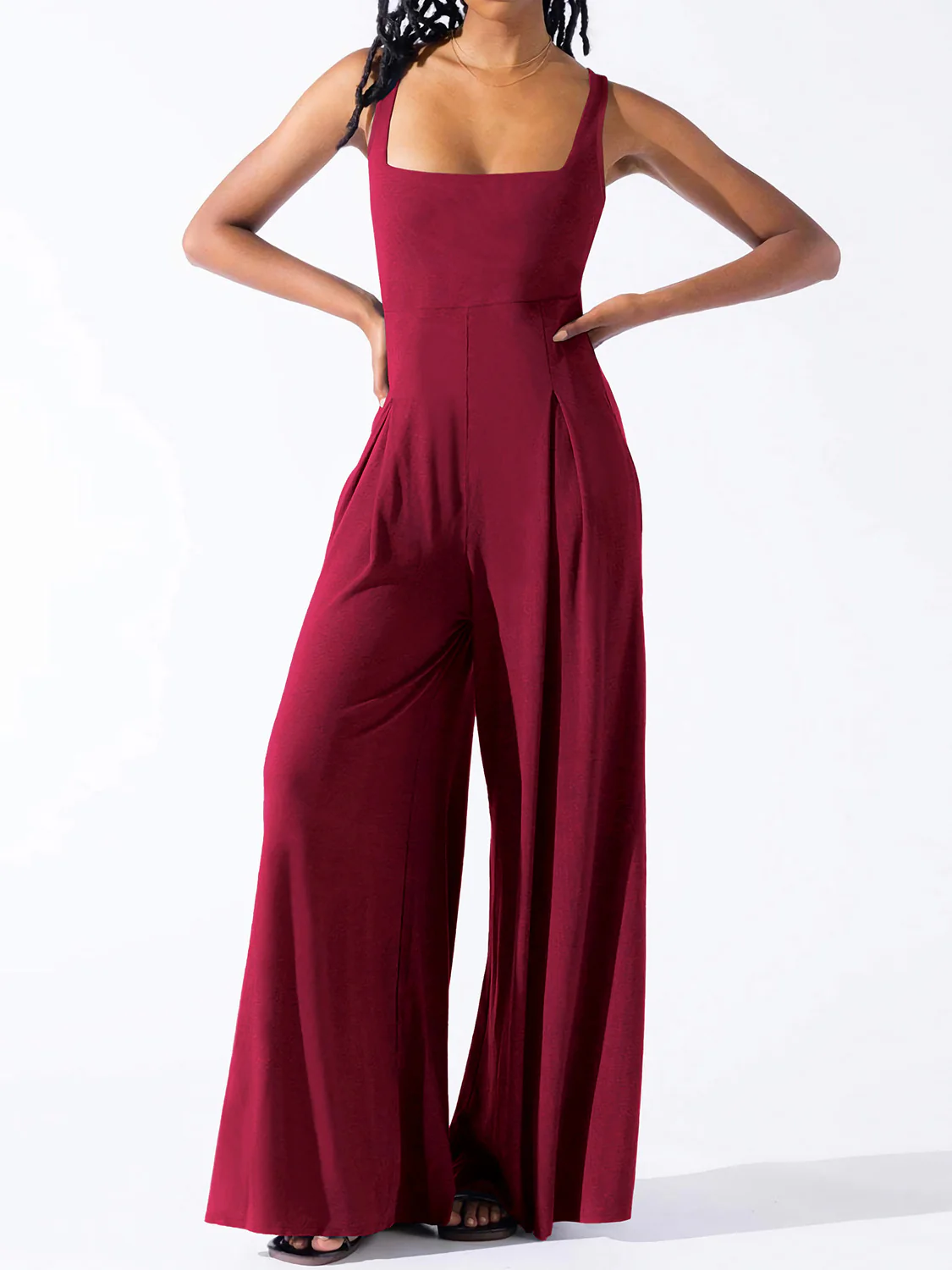 Square Neck Wide Strap Jumpsuit - Image 10