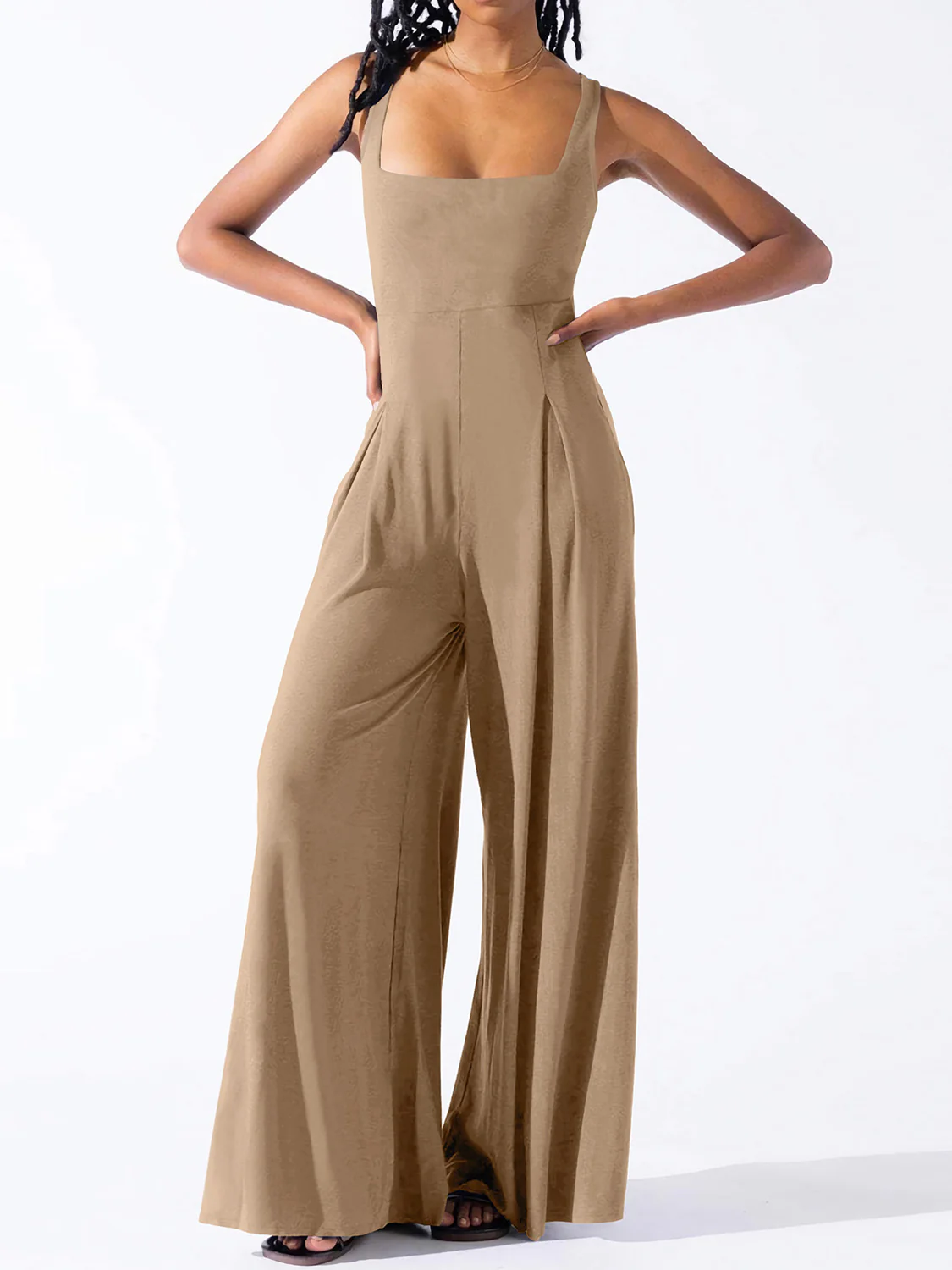 Square Neck Wide Strap Jumpsuit - Image 2