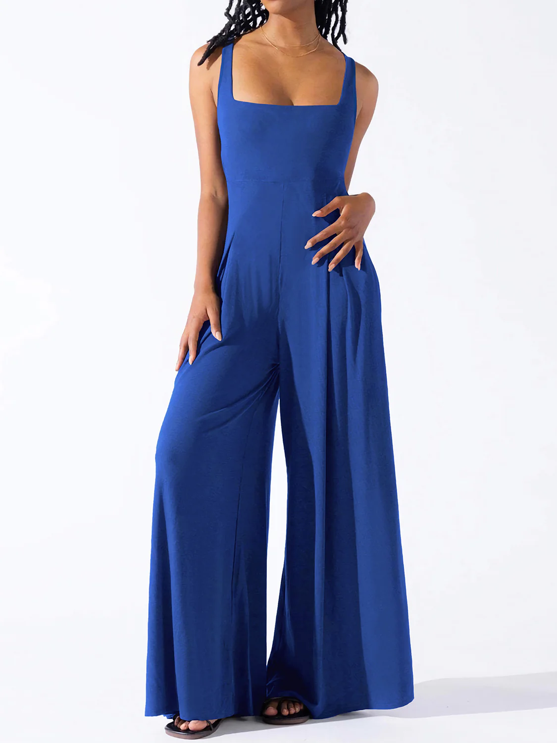 Square Neck Wide Strap Jumpsuit - Image 5