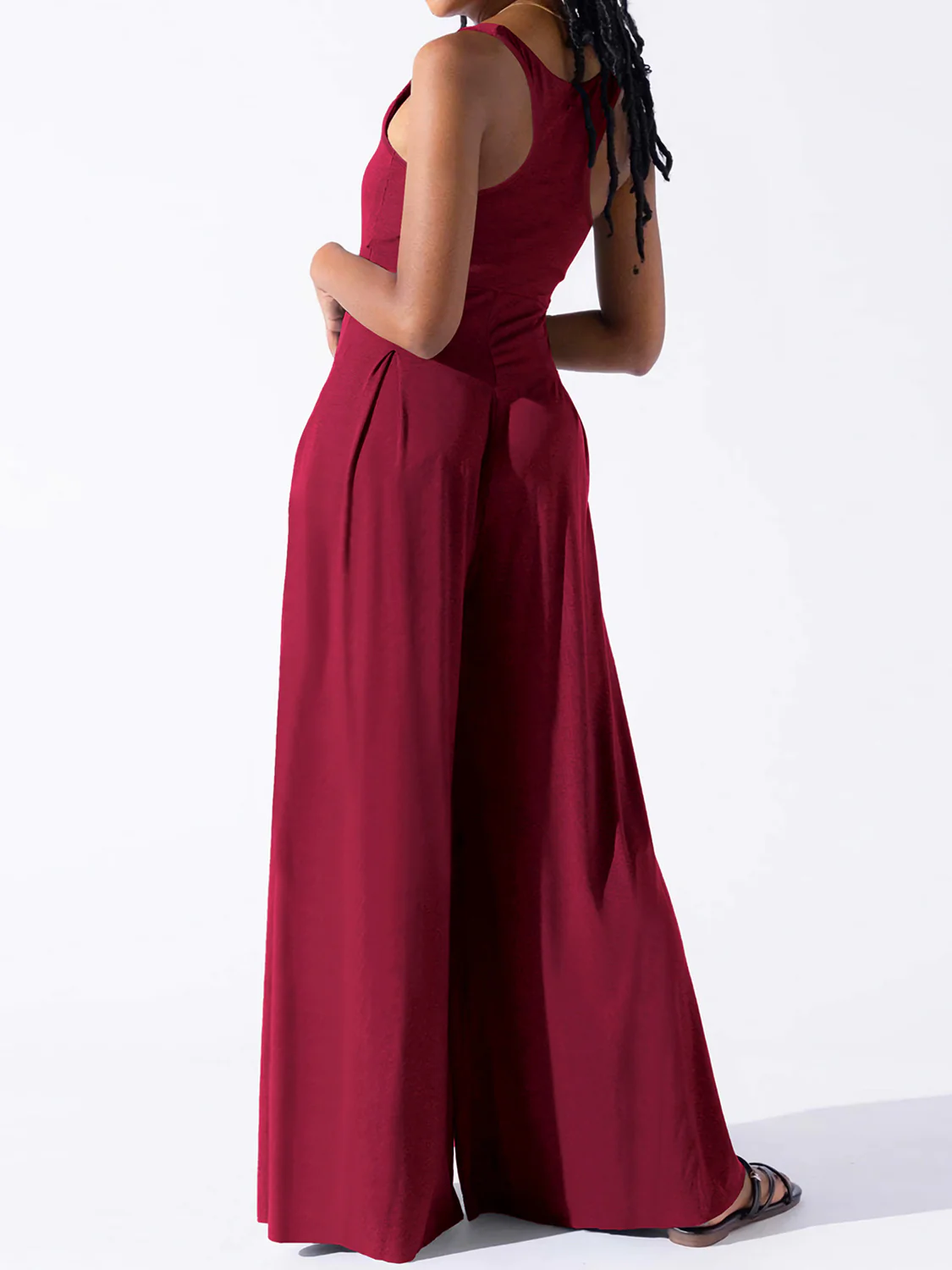 Square Neck Wide Strap Jumpsuit - Image 9