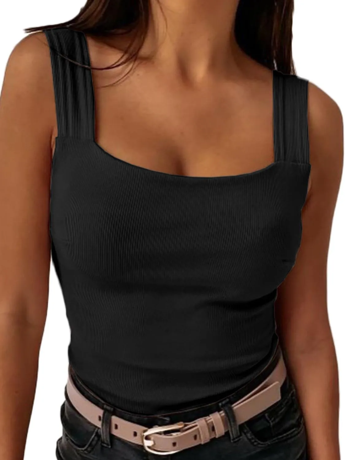 Square Neck Wide Strap Tank - Image 7