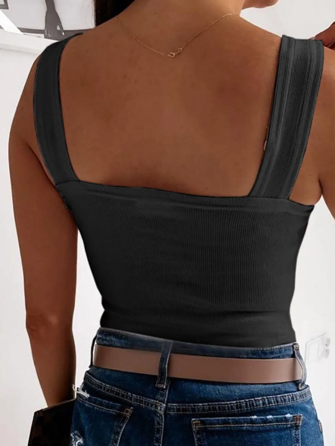 Square Neck Wide Strap Tank - Image 8