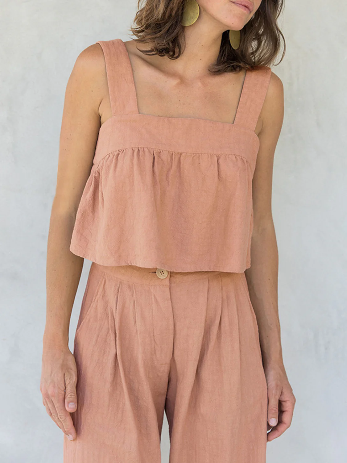 Square Neck Wide Strap Top and Pants Set - Image 11
