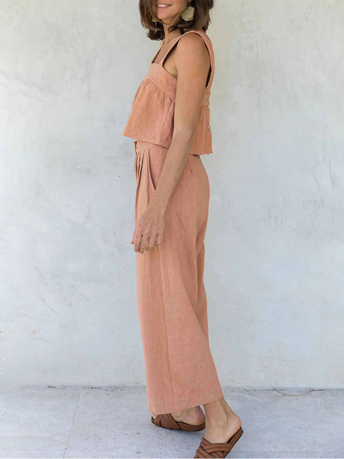 Square Neck Wide Strap Top and Pants Set - Image 14