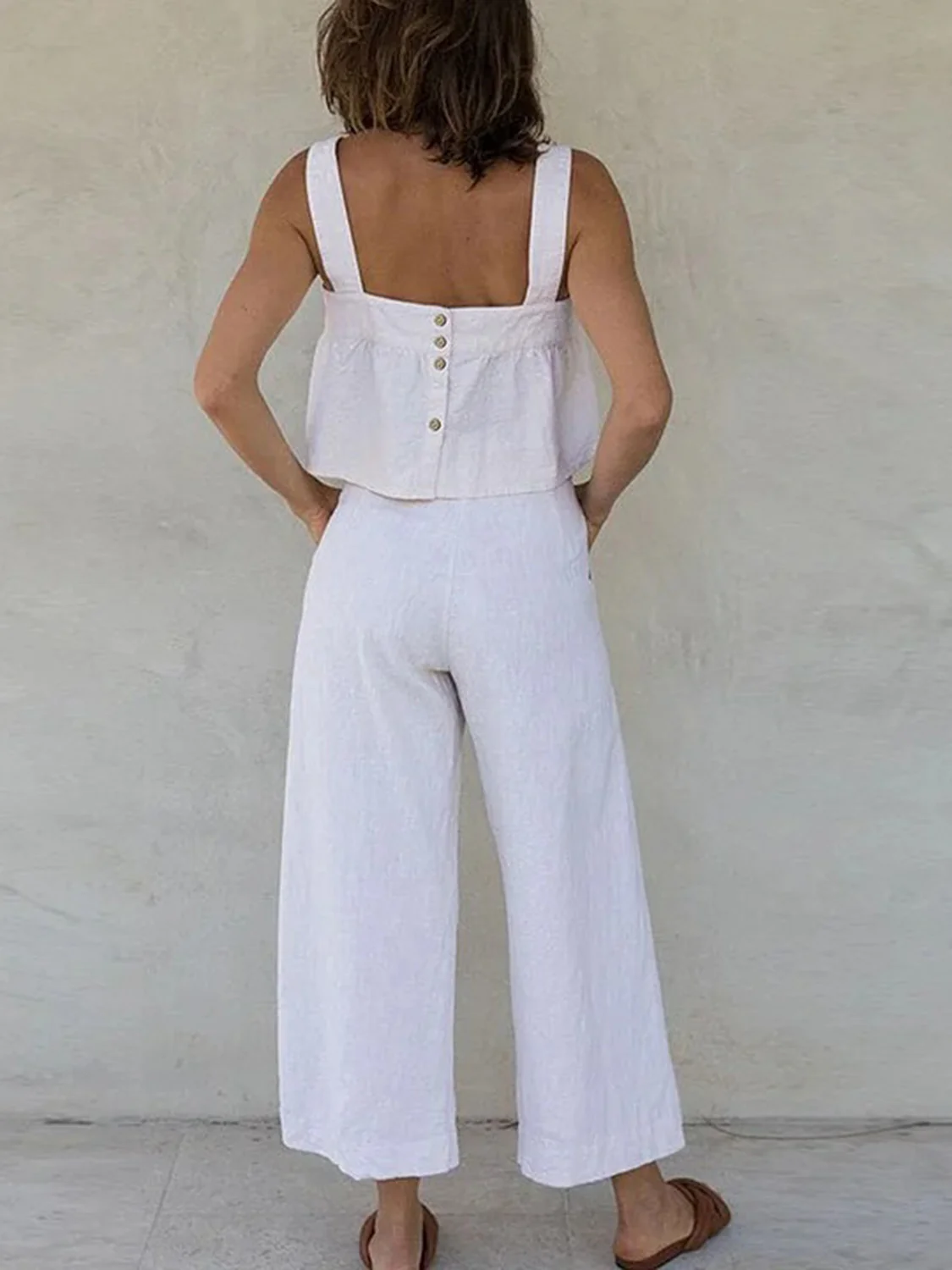 Square Neck Wide Strap Top and Pants Set - Image 2