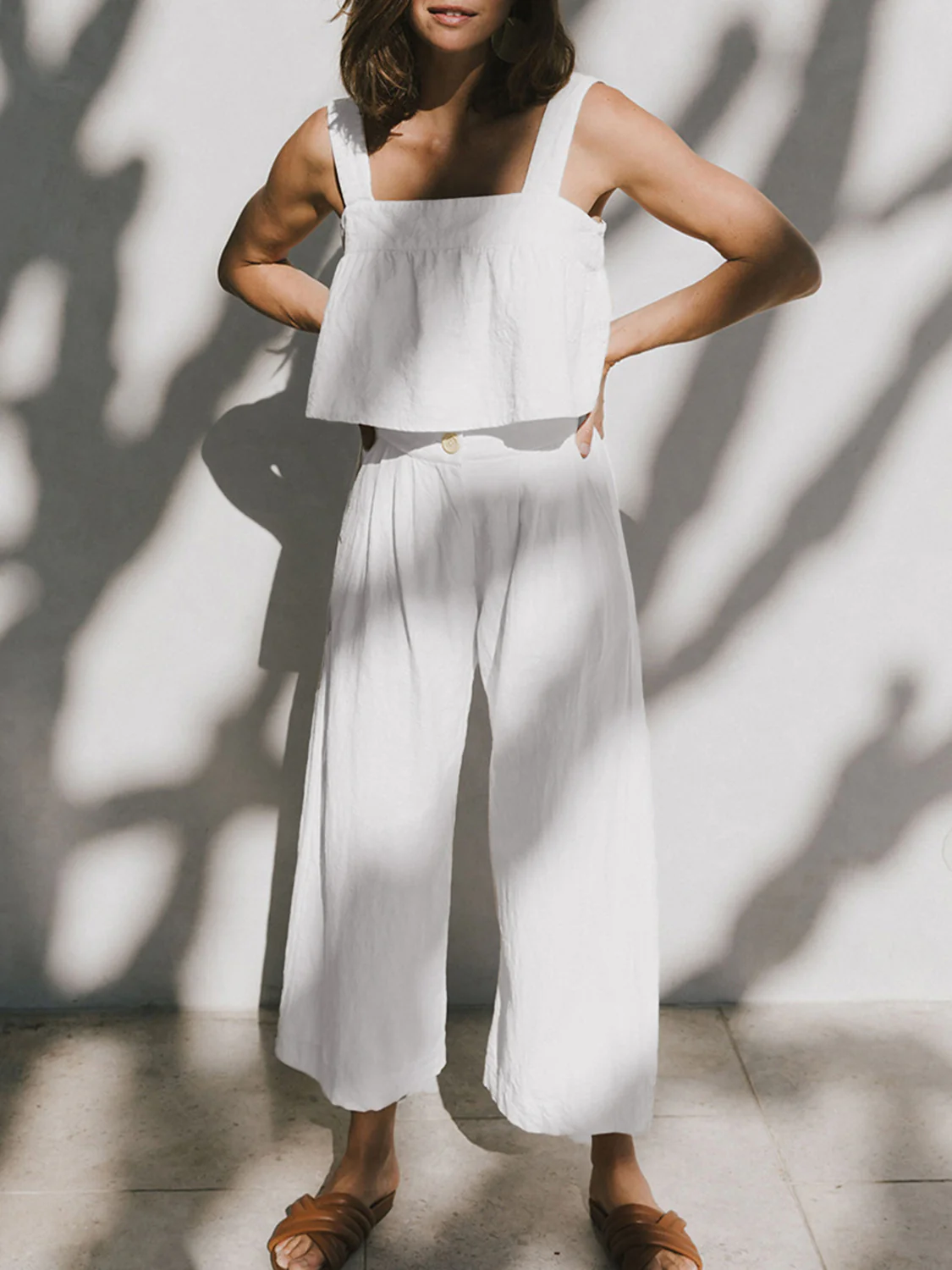 Square Neck Wide Strap Top and Pants Set - Image 4