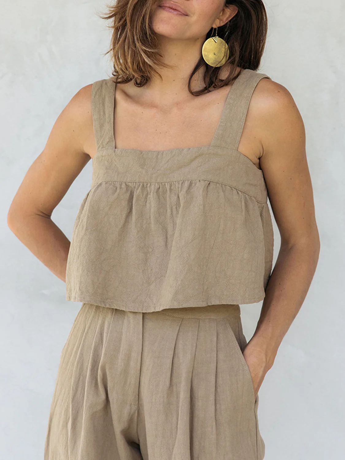 Square Neck Wide Strap Top and Pants Set - Image 7