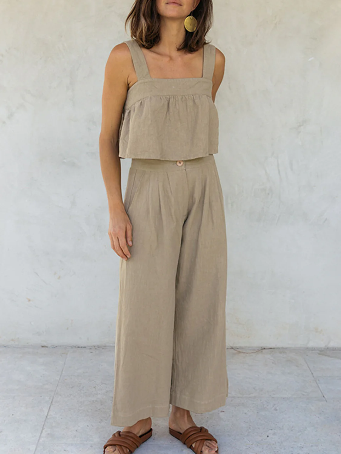 Square Neck Wide Strap Top and Pants Set - Image 8