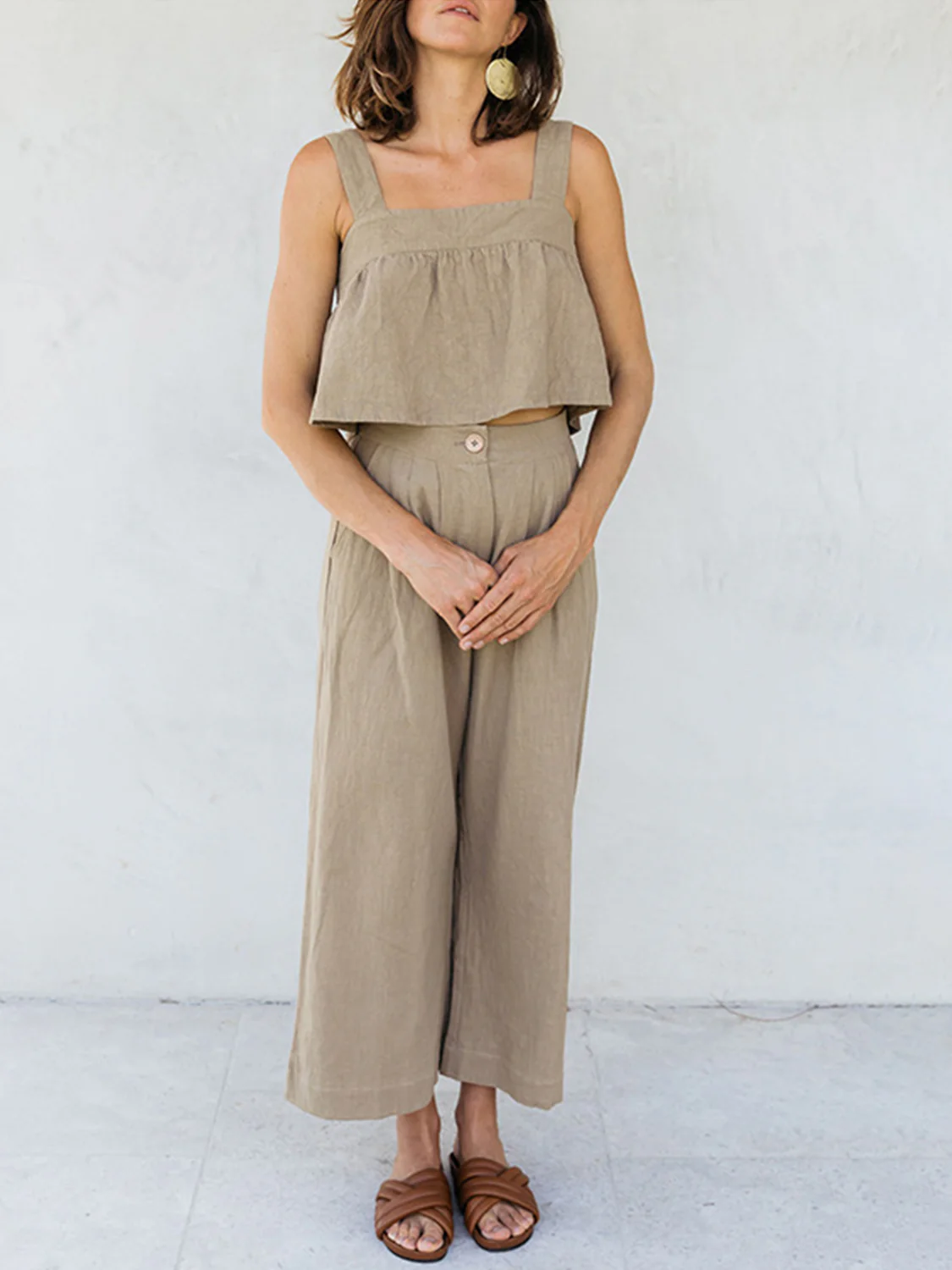 Square Neck Wide Strap Top and Pants Set - Image 9