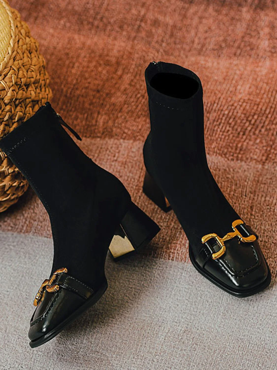 Square Toe Block Heels Boots - Image 6