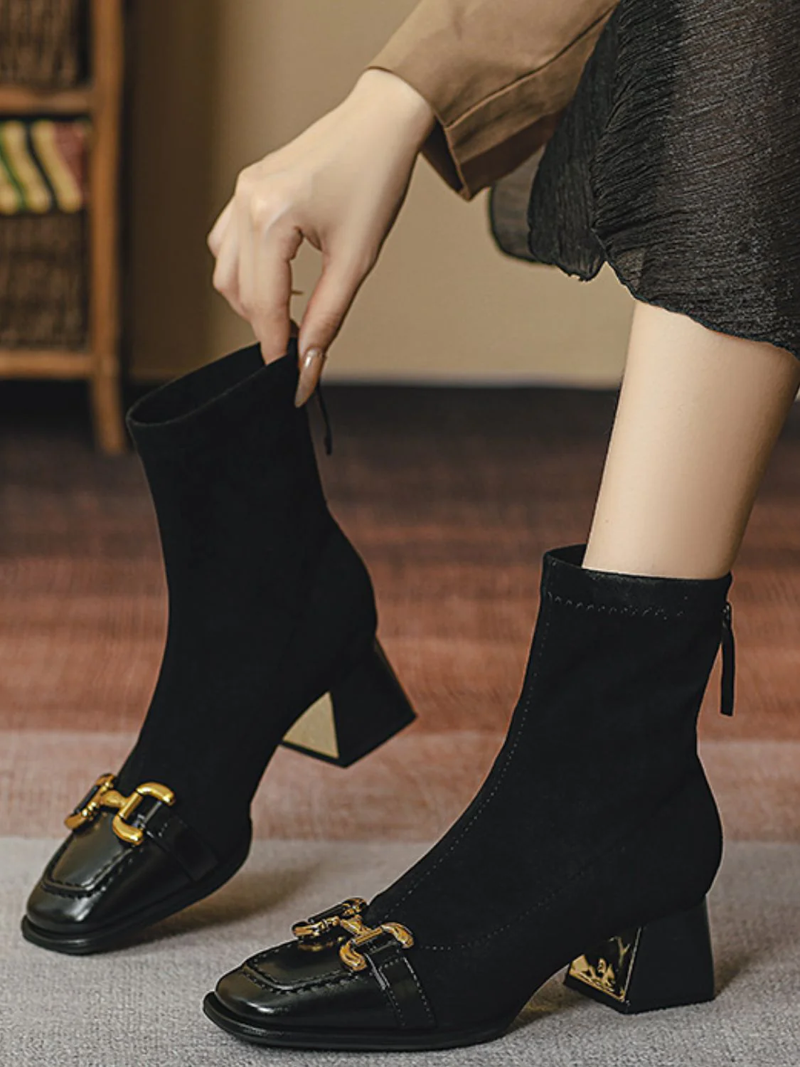 Square Toe Block Heels Boots - Image 7