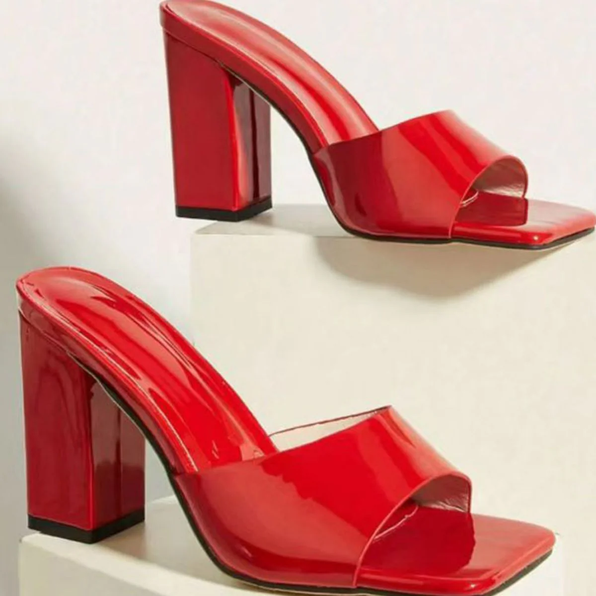 Square Toe Block Heels Sandals - Image 6
