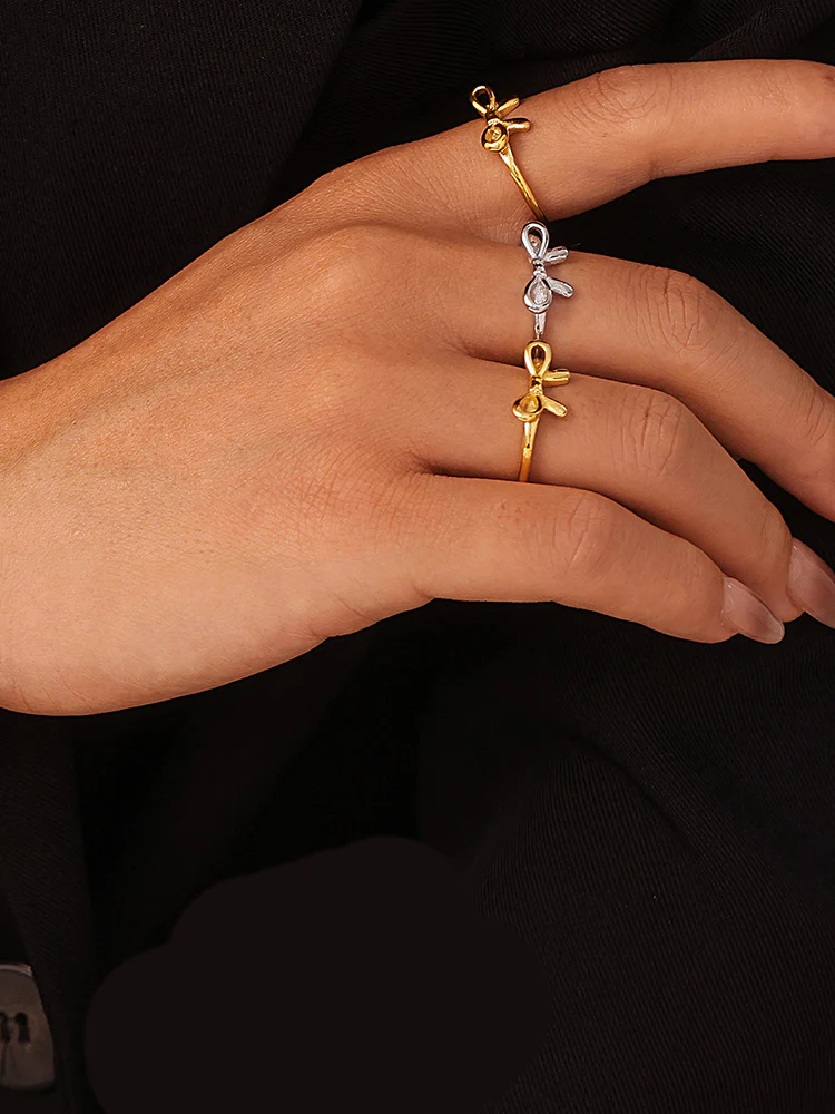Stainless Steel Bow Ring - Image 4