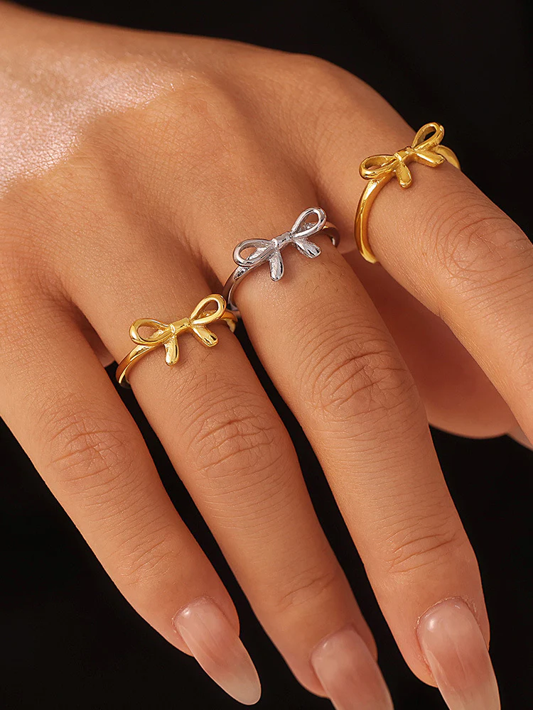 Stainless Steel Bow Ring - Image 5