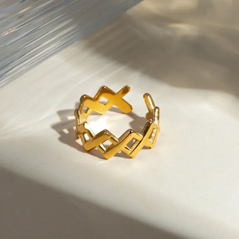 Stainless Steel Cutout Open Ring - Image 2