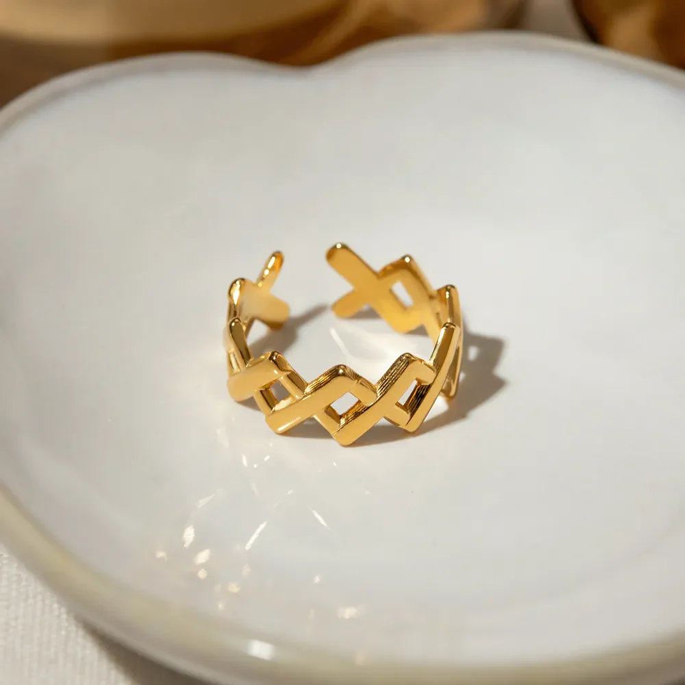 Stainless Steel Cutout Open Ring - Image 3