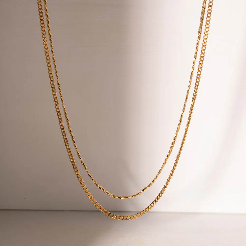 Stainless Steel Double-Layered Necklace - Image 3