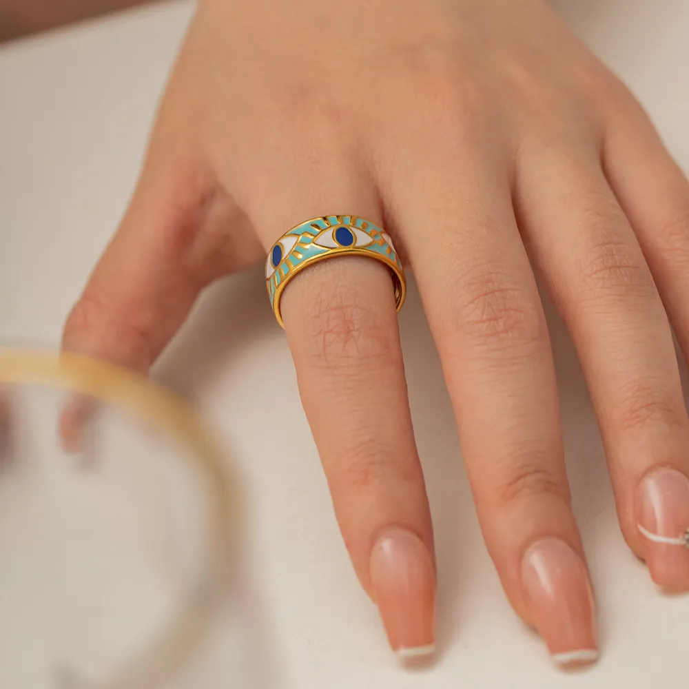Stainless Steel Evil Eye Ring - Image 2