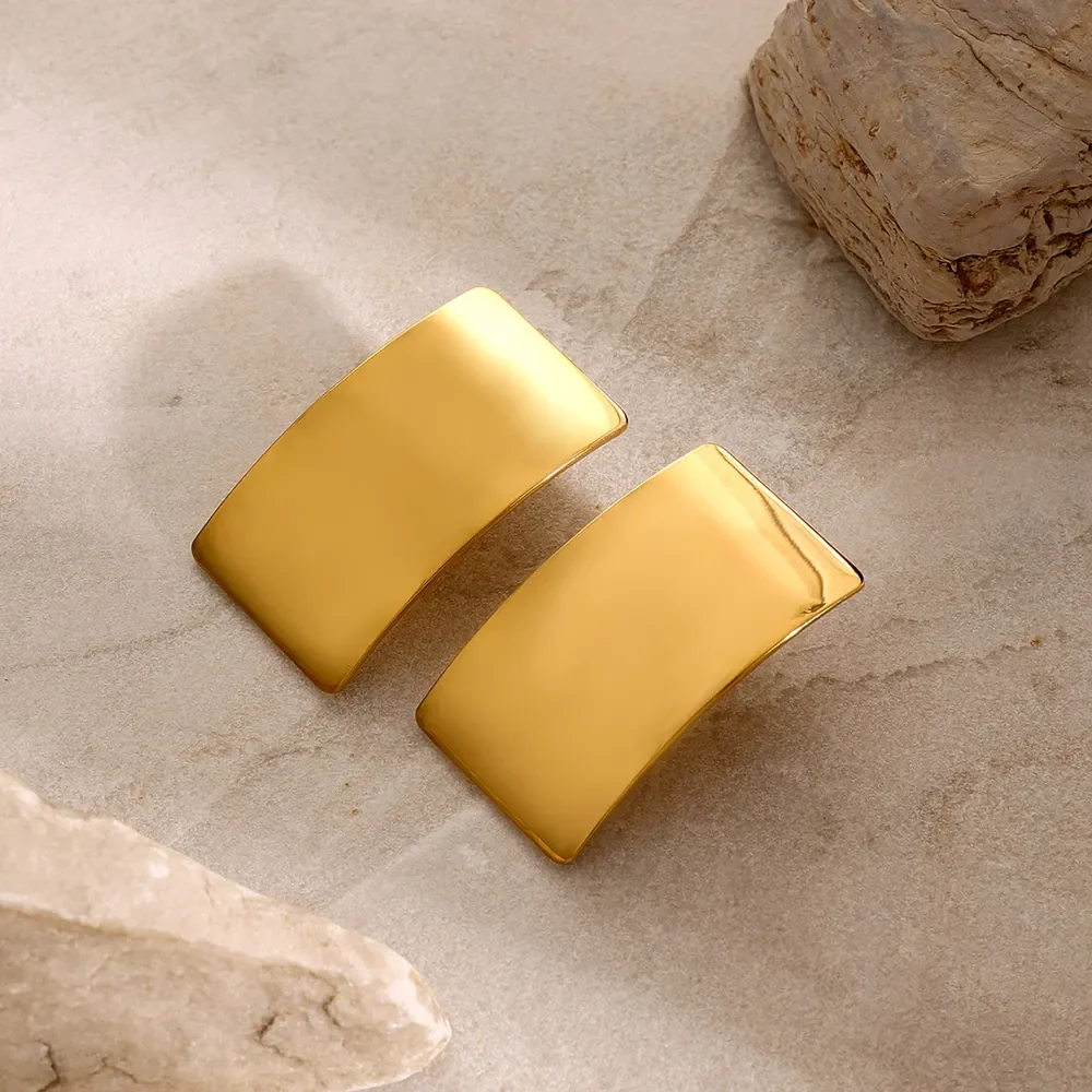Stainless Steel Rectangle Earring - Image 2