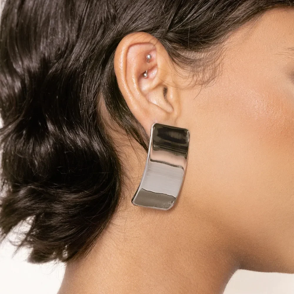 Stainless Steel Rectangle Earring - Image 5