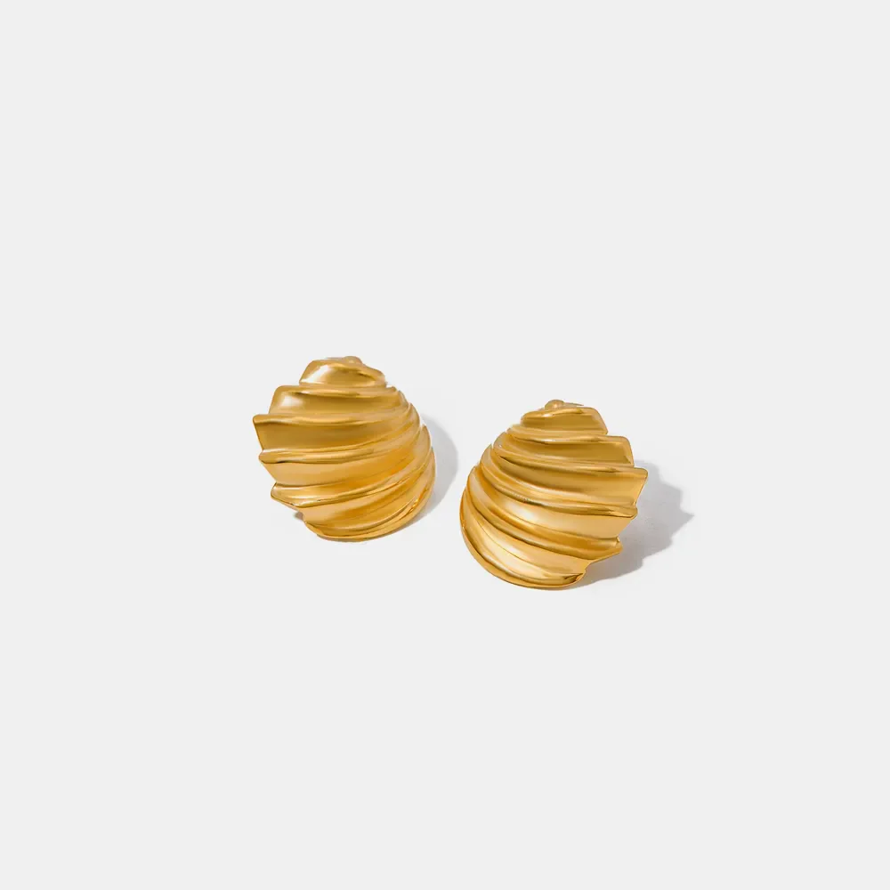 Stainless Steel Shell Shape Stud Earrings - Image 7