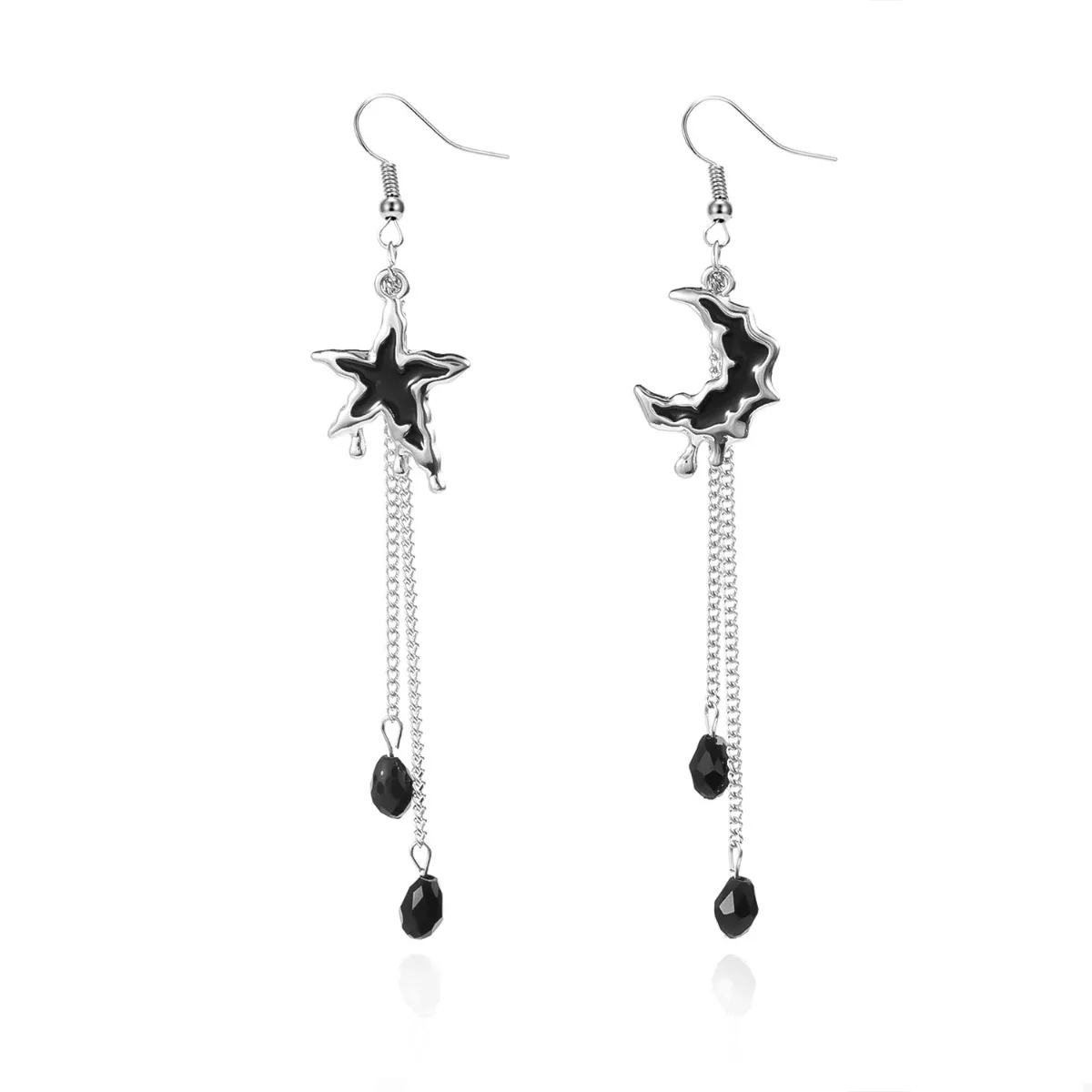 Star & Moon Chain Drop Earrings - Image 5