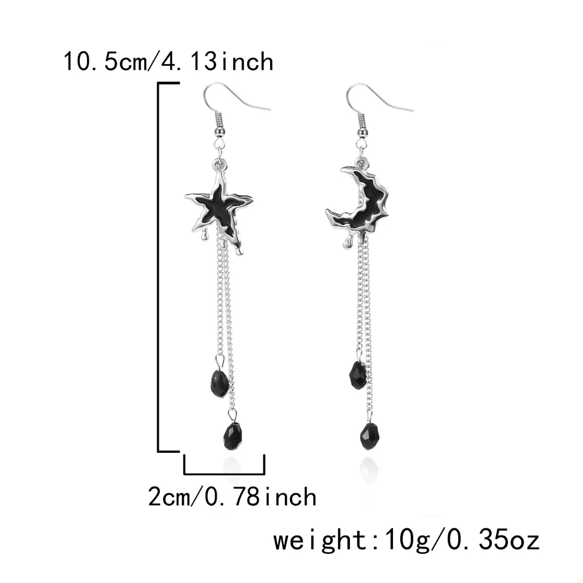 Star & Moon Chain Drop Earrings - Image 6