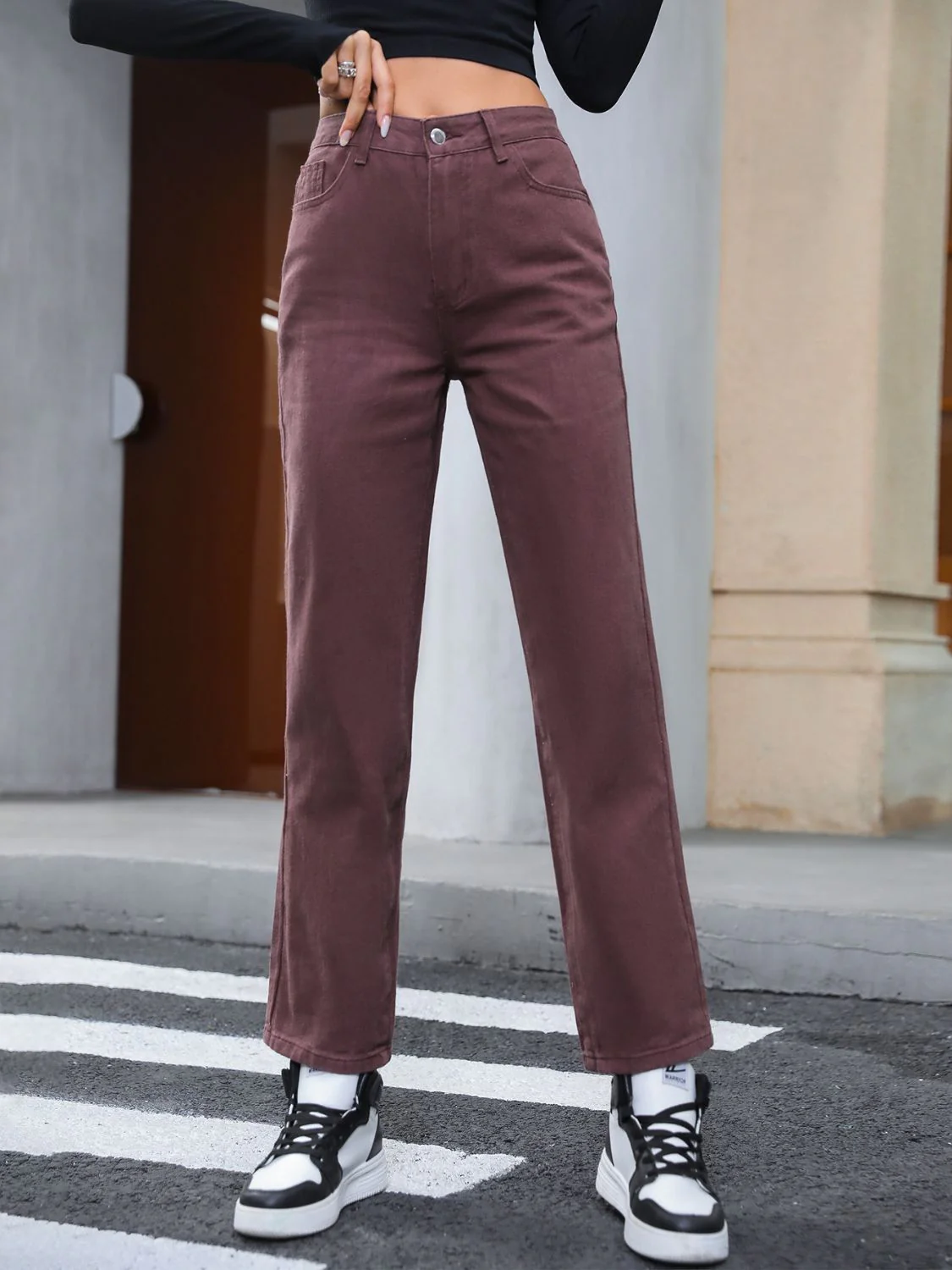 Straight Leg Jeans with Pockets - Image 4