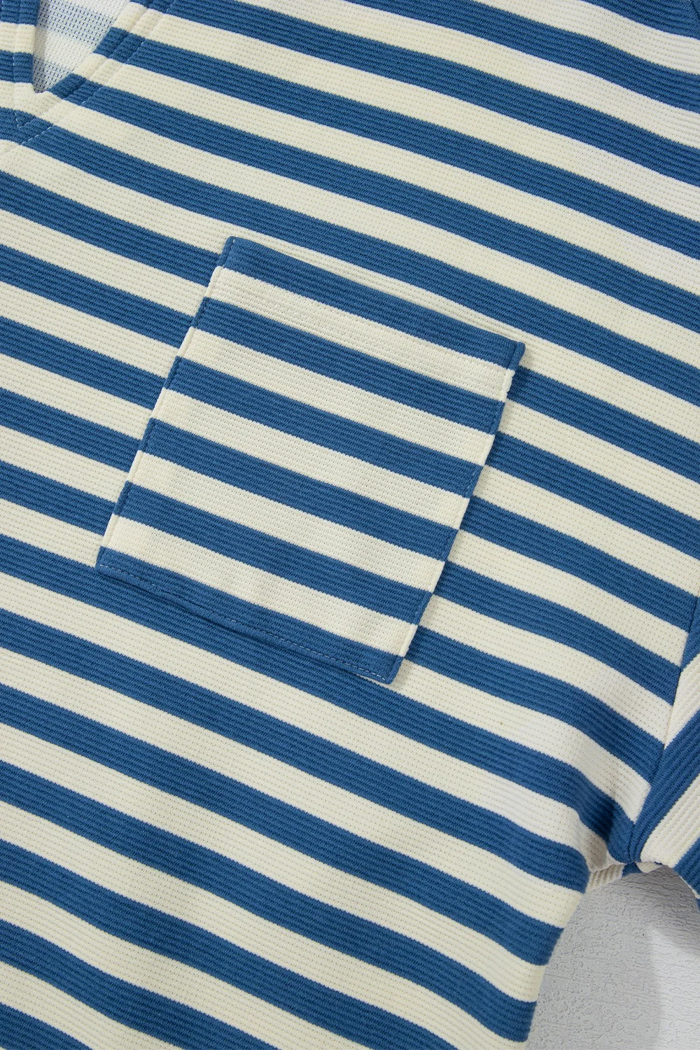 Stripe Chest Pocket Notched Top - Image 8