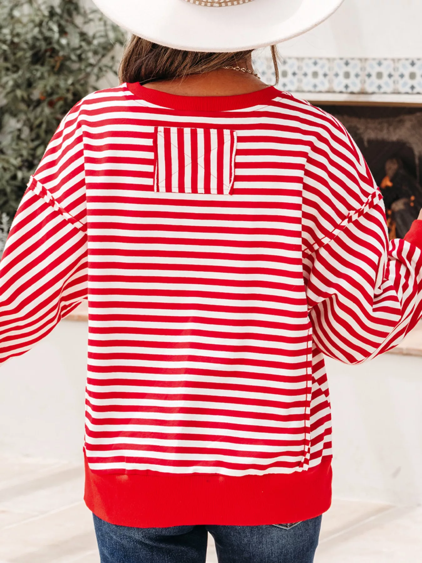 Stripe Christmas Nutcracker Sequin Patched Drop Shoulder Top - Image 4