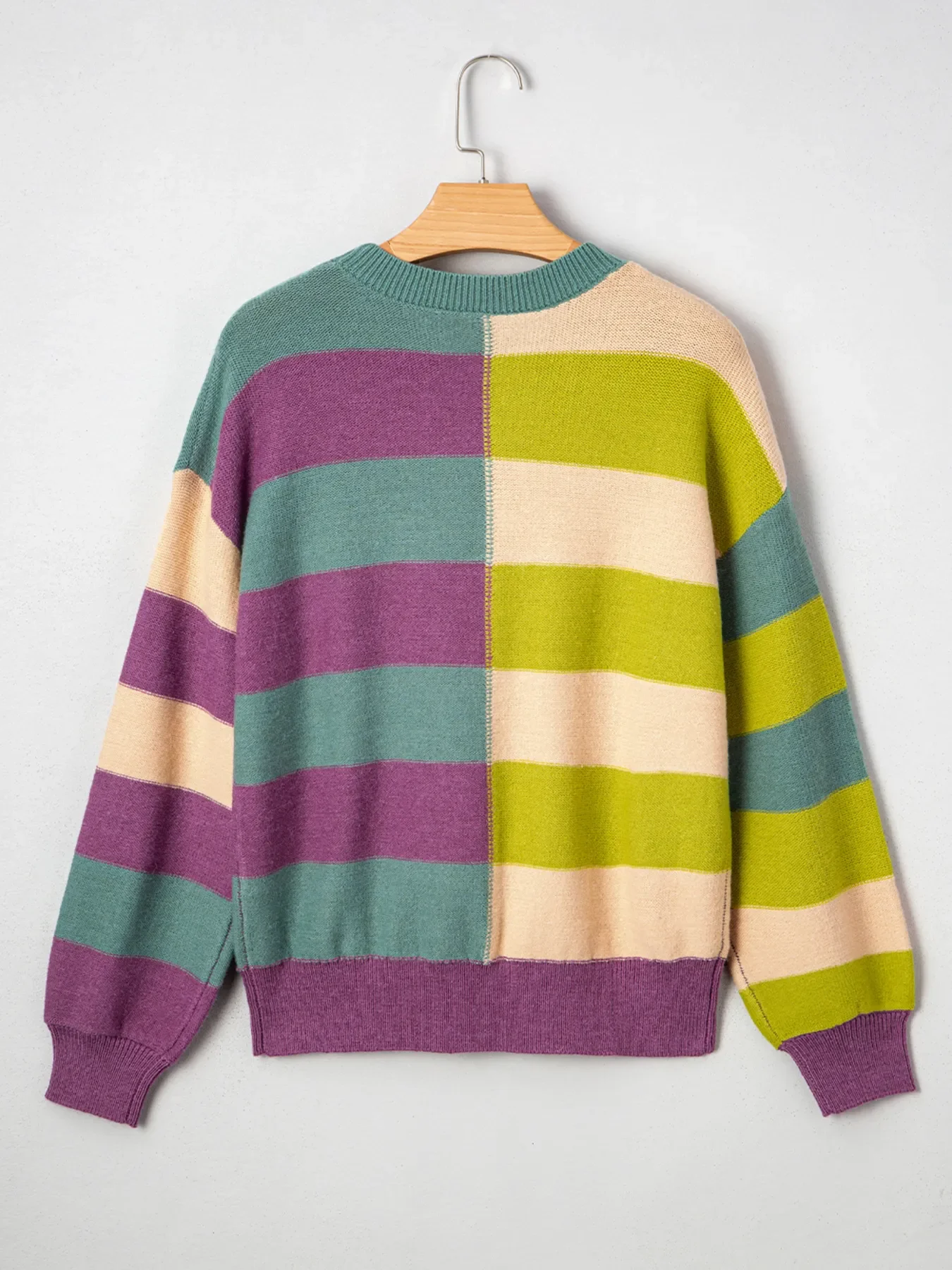 Stripe Drop Shoulder Ribbed Edge Sweater - Image 6
