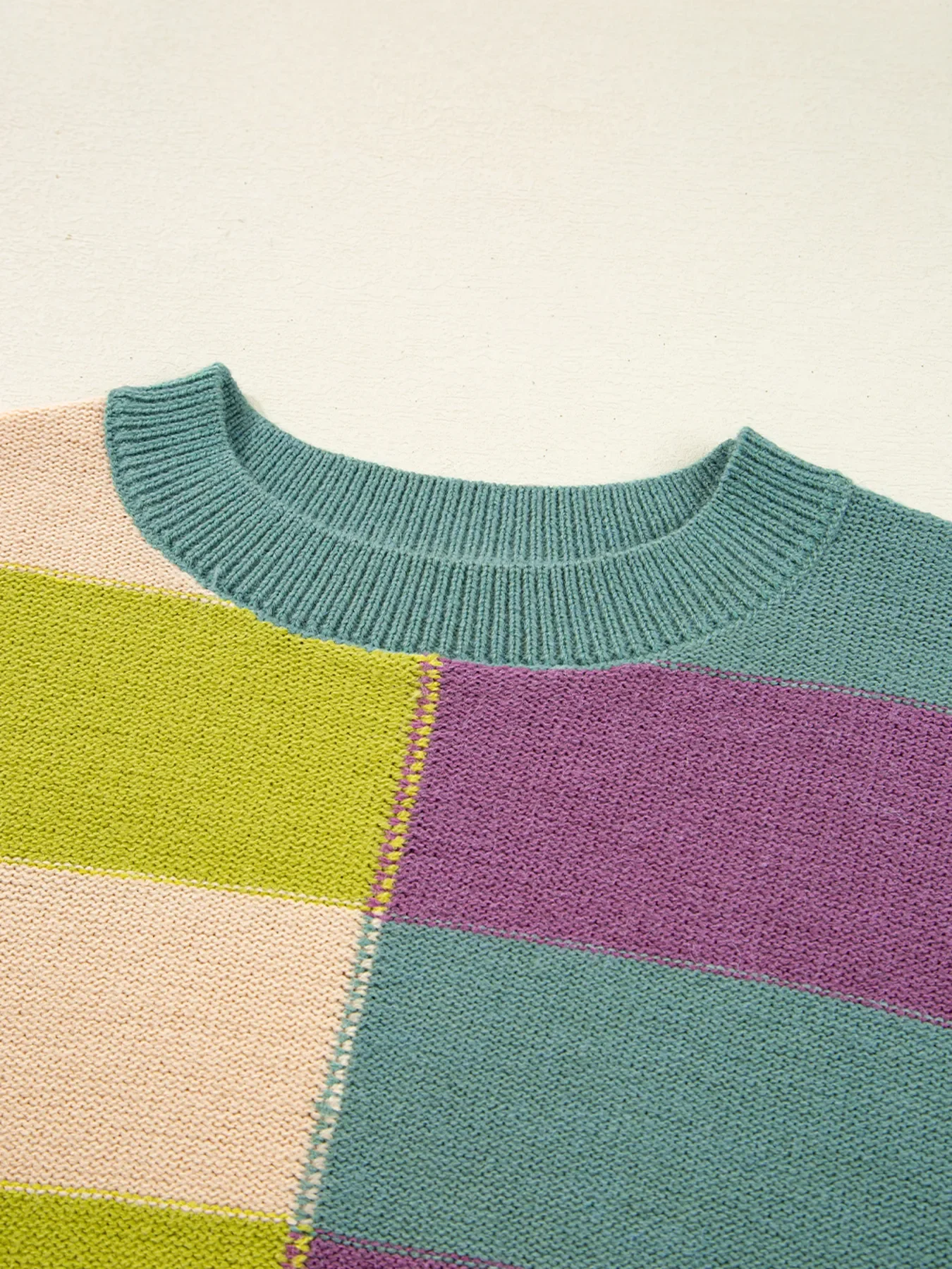 Stripe Drop Shoulder Ribbed Edge Sweater - Image 7
