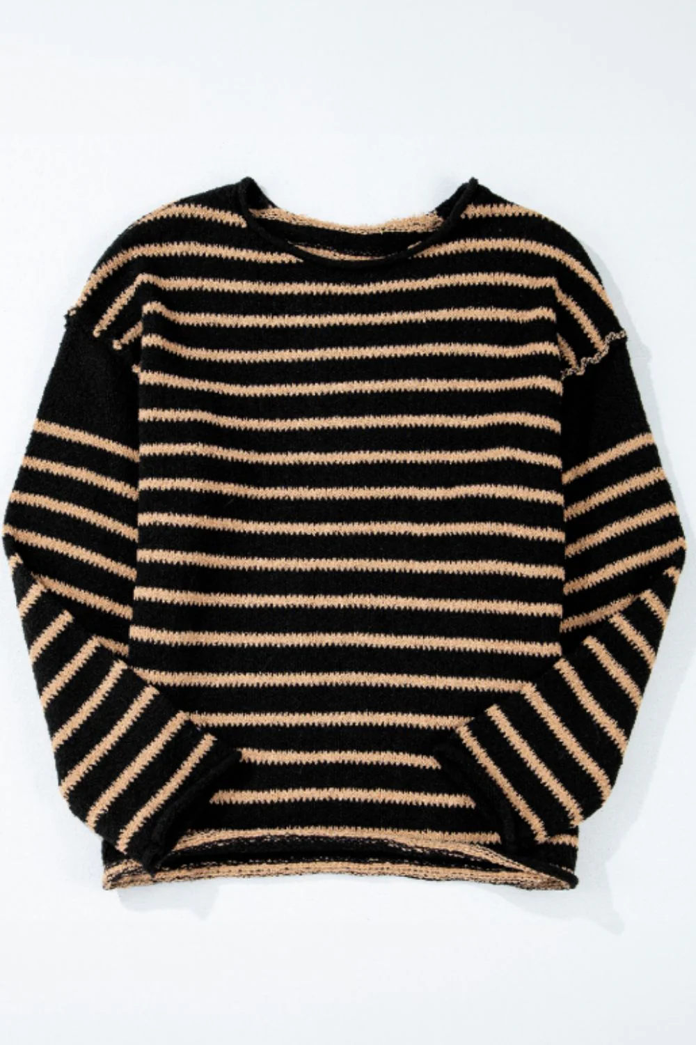Stripe Drop Shoulder Round Neck Sweater - Image 4