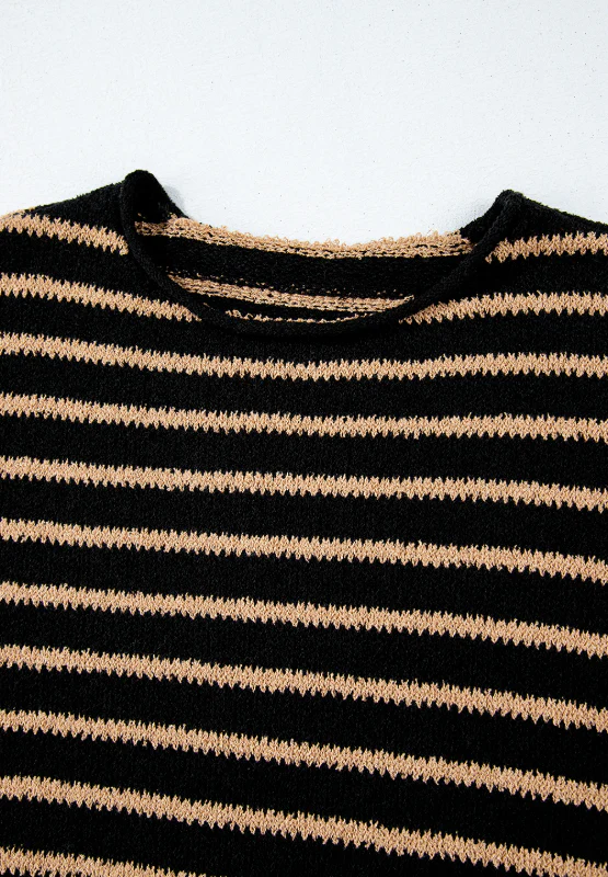 Stripe Drop Shoulder Round Neck Sweater - Image 9