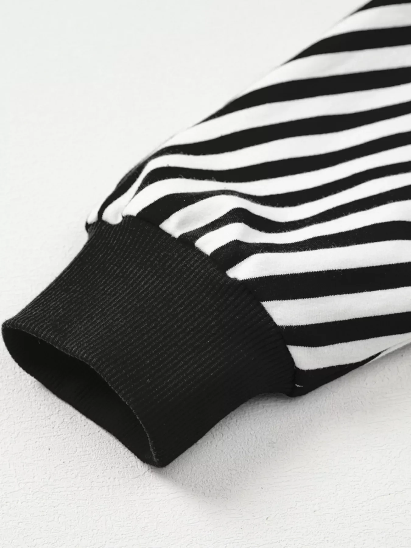 Stripe Exposed Seam Drop Shoulder Casual Pullover Top - Image 9