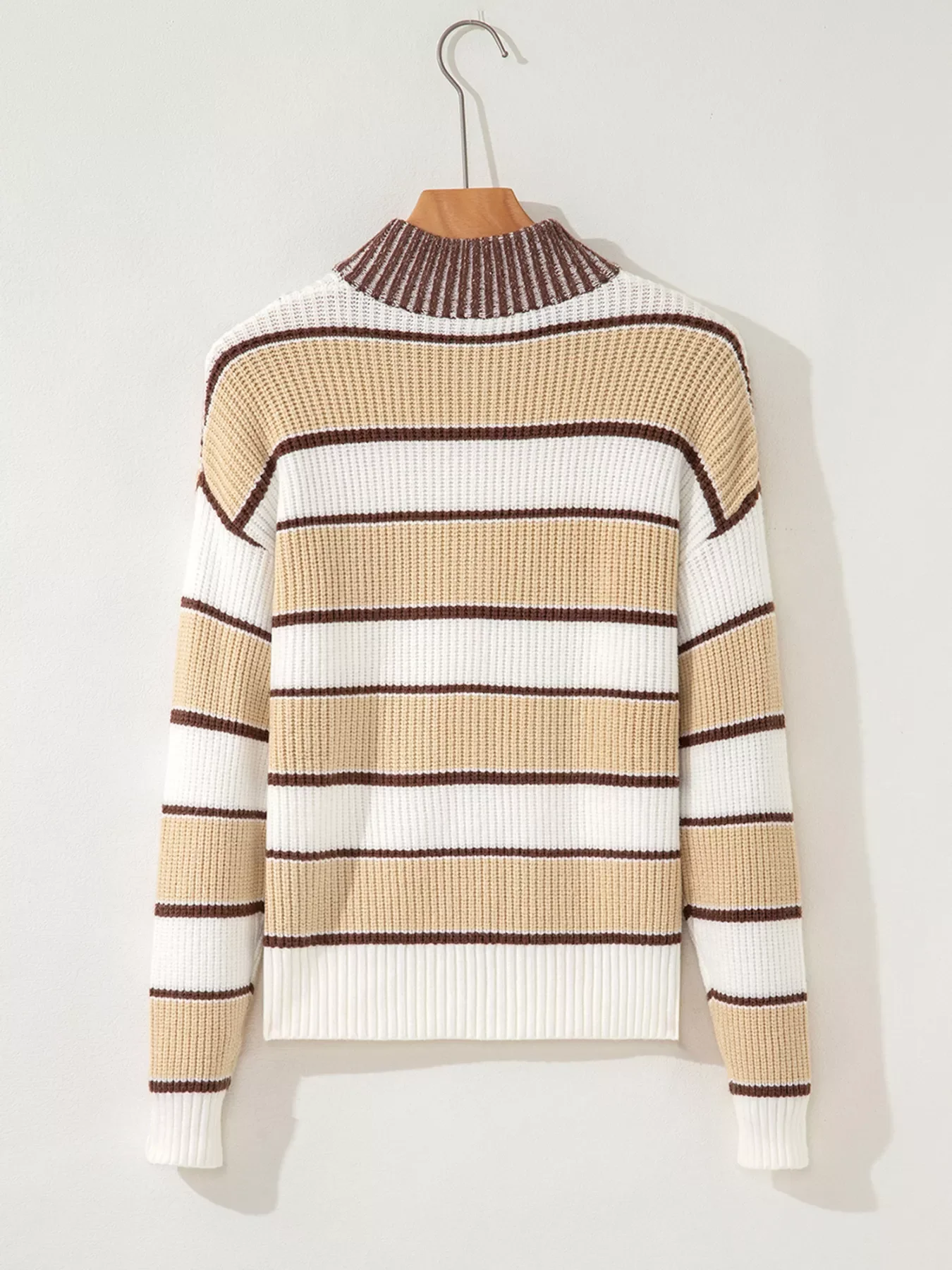 Stripe Half Zip Drop Shoulder Sweater - Image 3