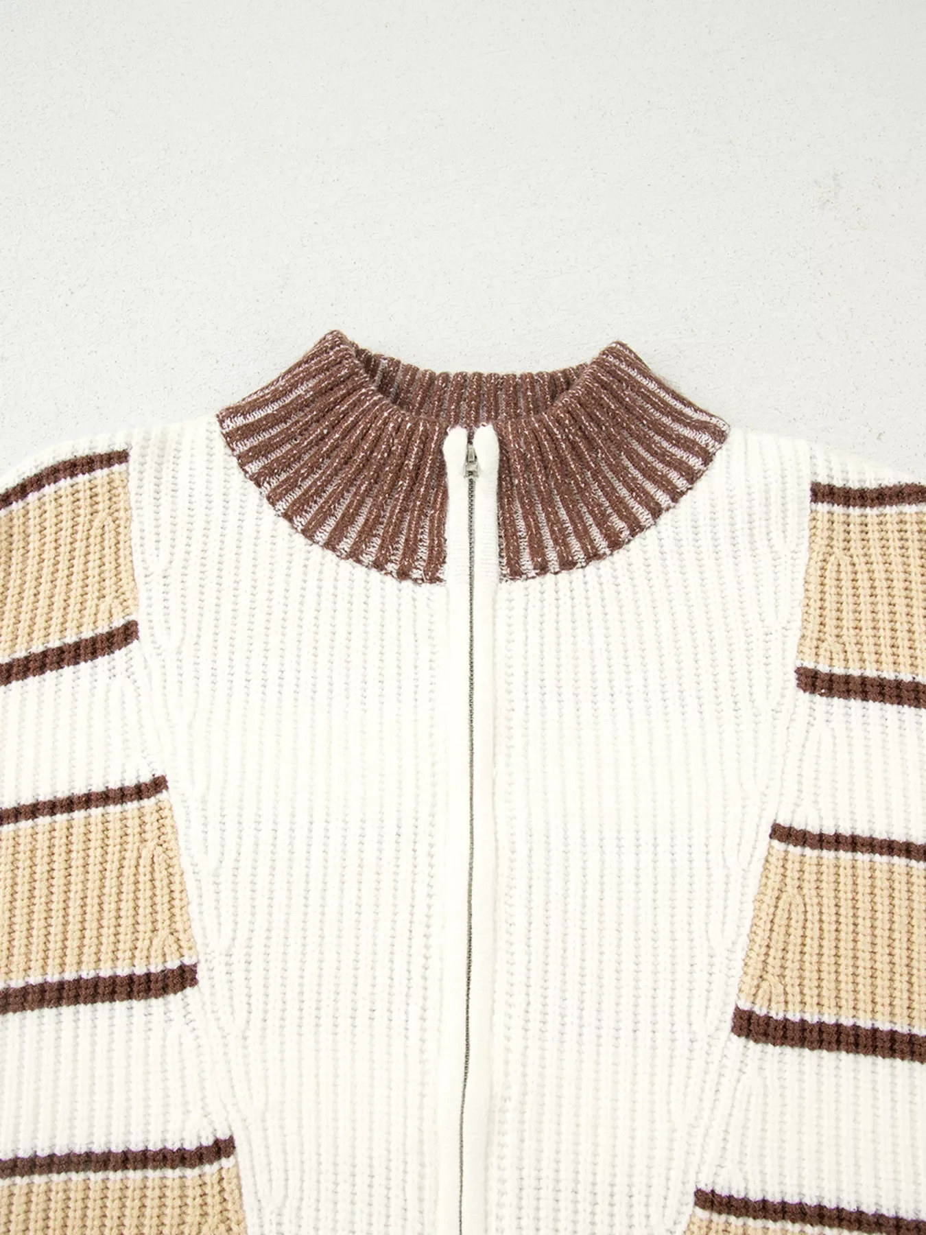 Stripe Half Zip Drop Shoulder Sweater - Image 4