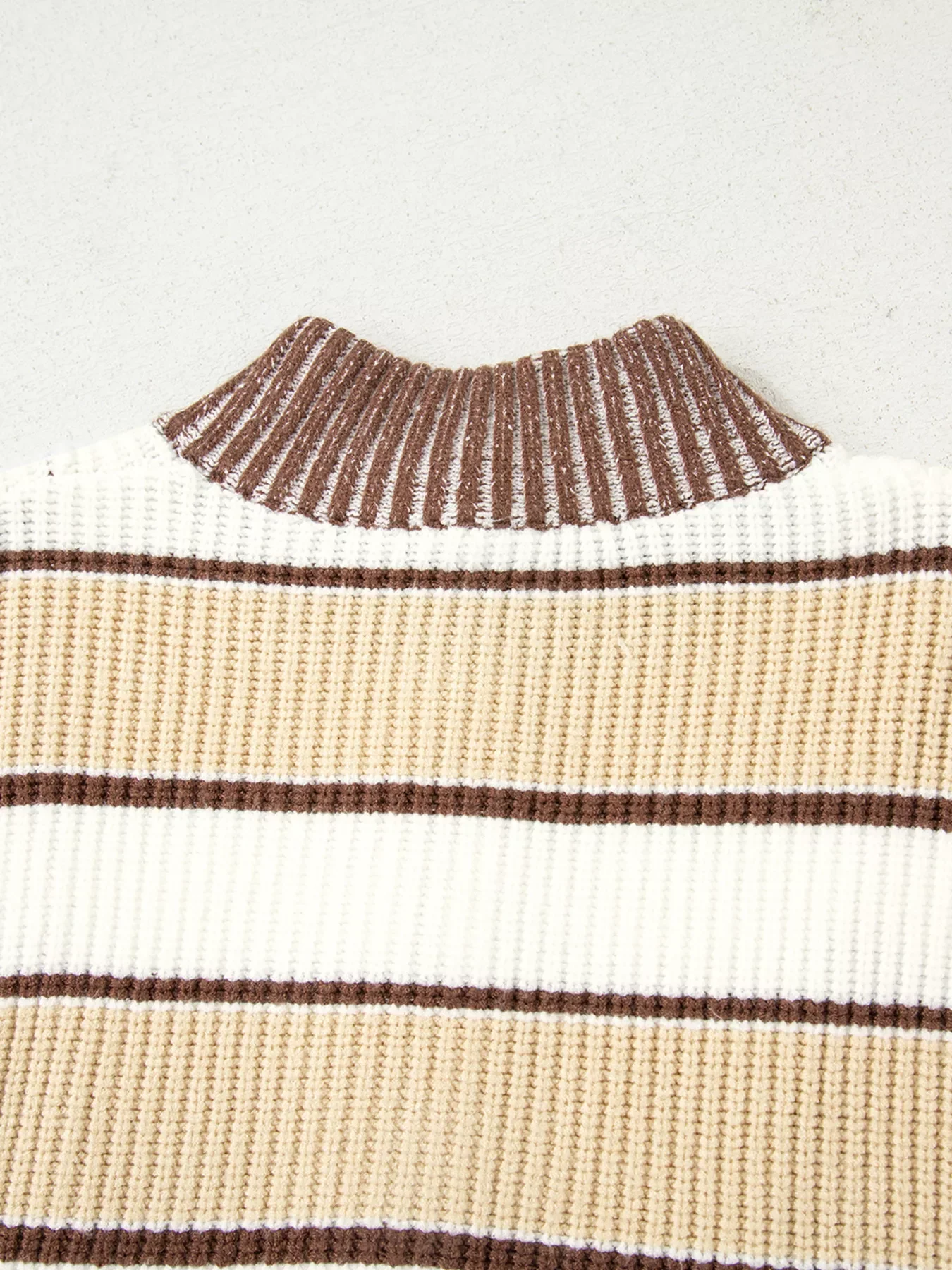 Stripe Half Zip Drop Shoulder Sweater - Image 5