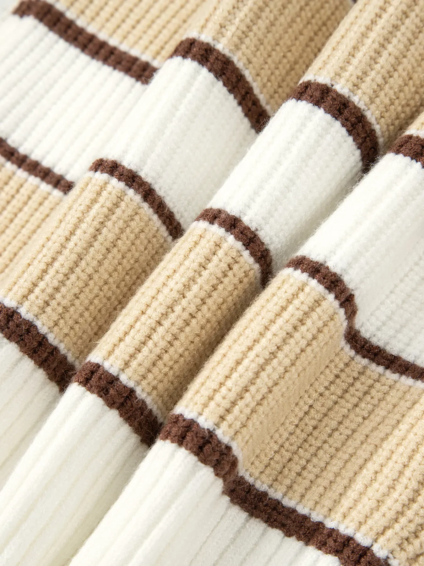 Stripe Half Zip Drop Shoulder Sweater - Image 7