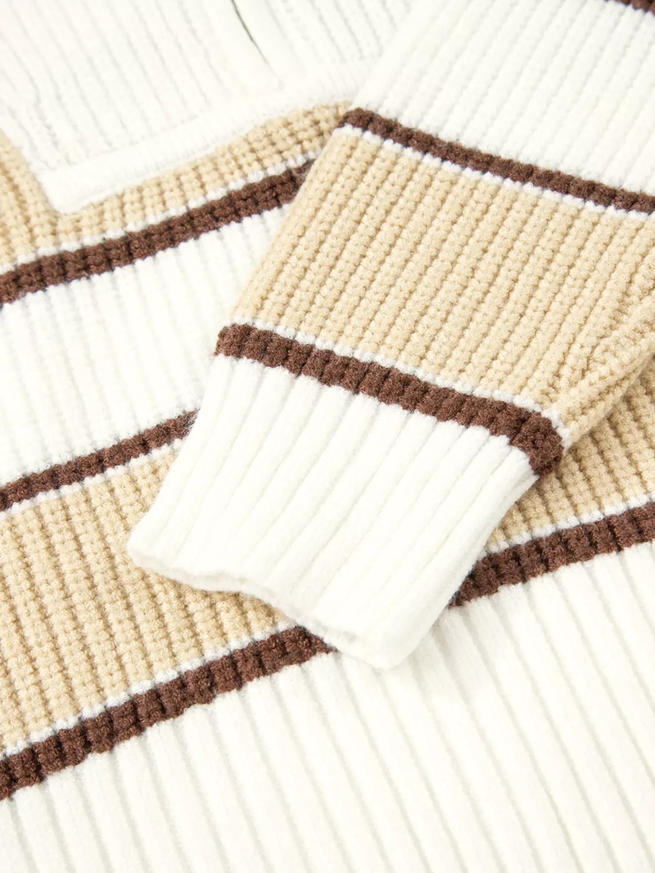 Stripe Half Zip Drop Shoulder Sweater - Image 8