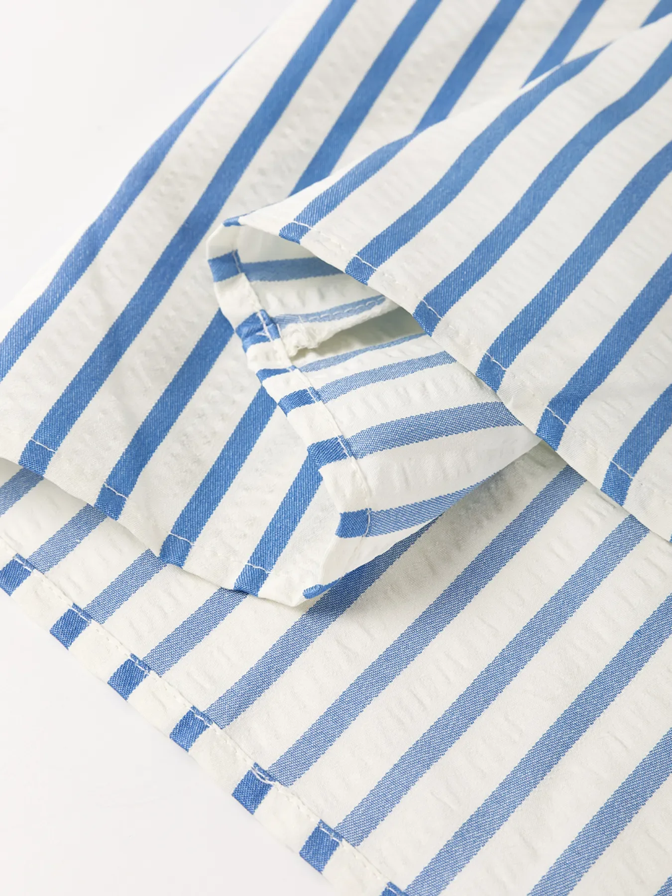 Stripe Knotted Sleeve Notched Shift Mini Dress - Image 11
