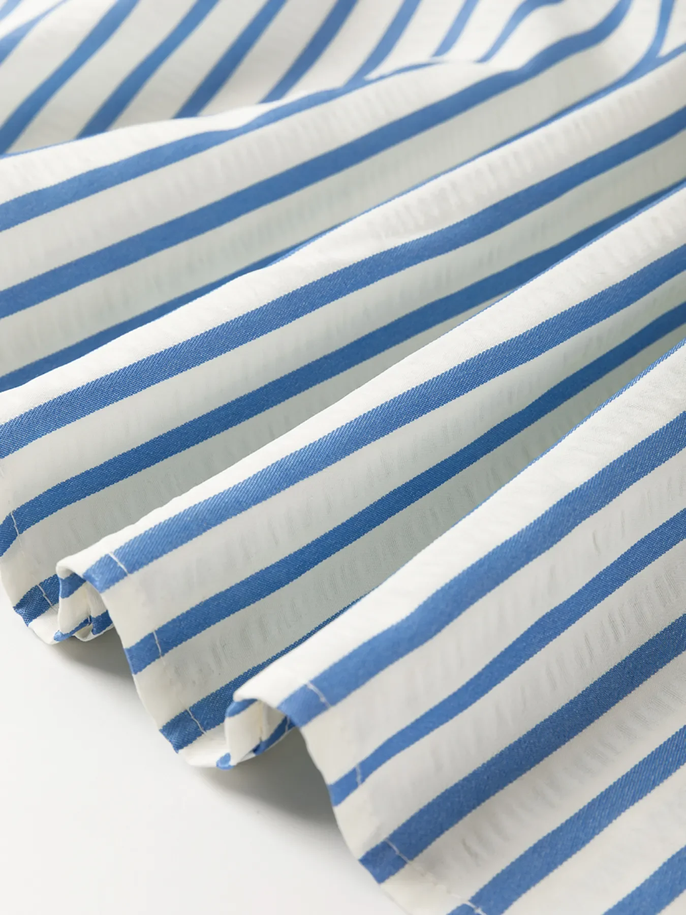Stripe Knotted Sleeve Notched Shift Mini Dress - Image 7