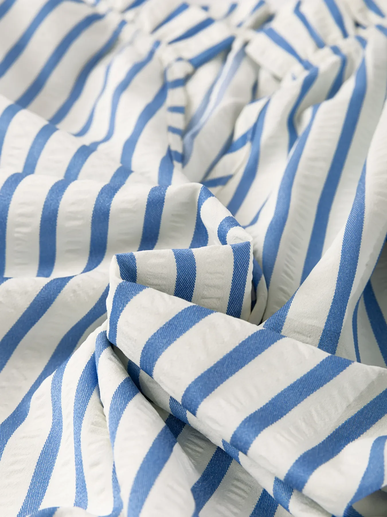 Stripe Knotted Sleeve Notched Shift Mini Dress - Image 8