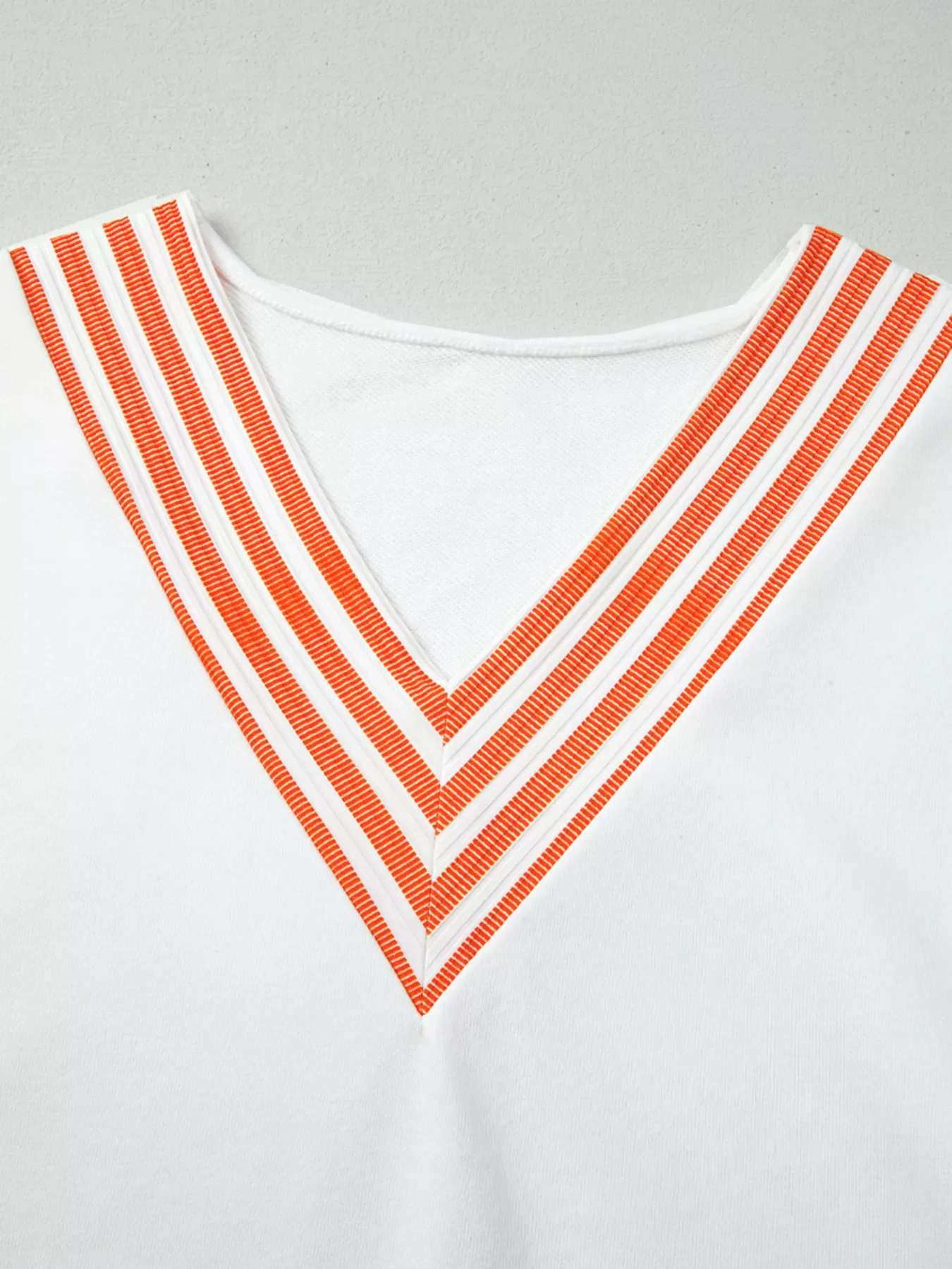Stripe V Neck Drop Shoulder Patchwork Long Sleeve Top - Image 5