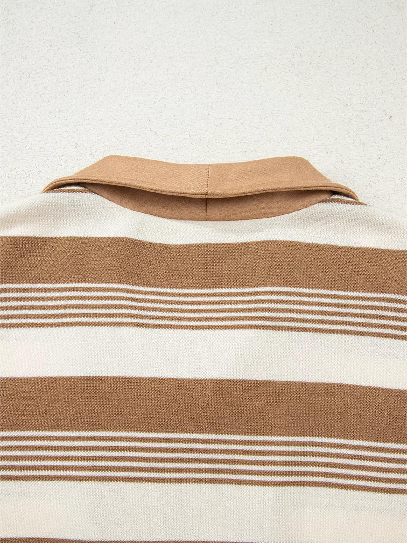 Stripe Zip Collar Patchwork Vintage Sweatshirt - Image 5