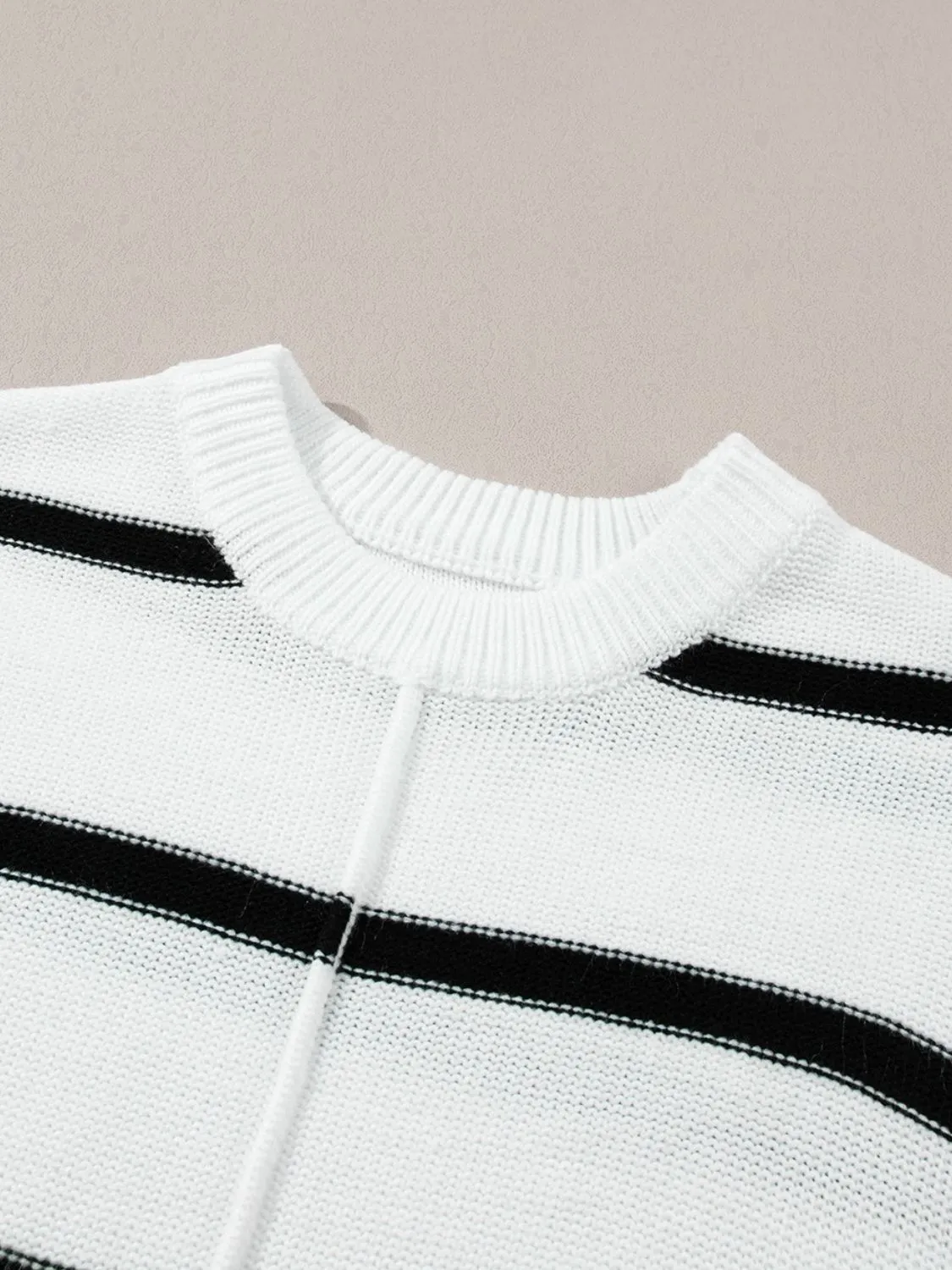 Striped Batwing Sleeve Knit Top - Image 8