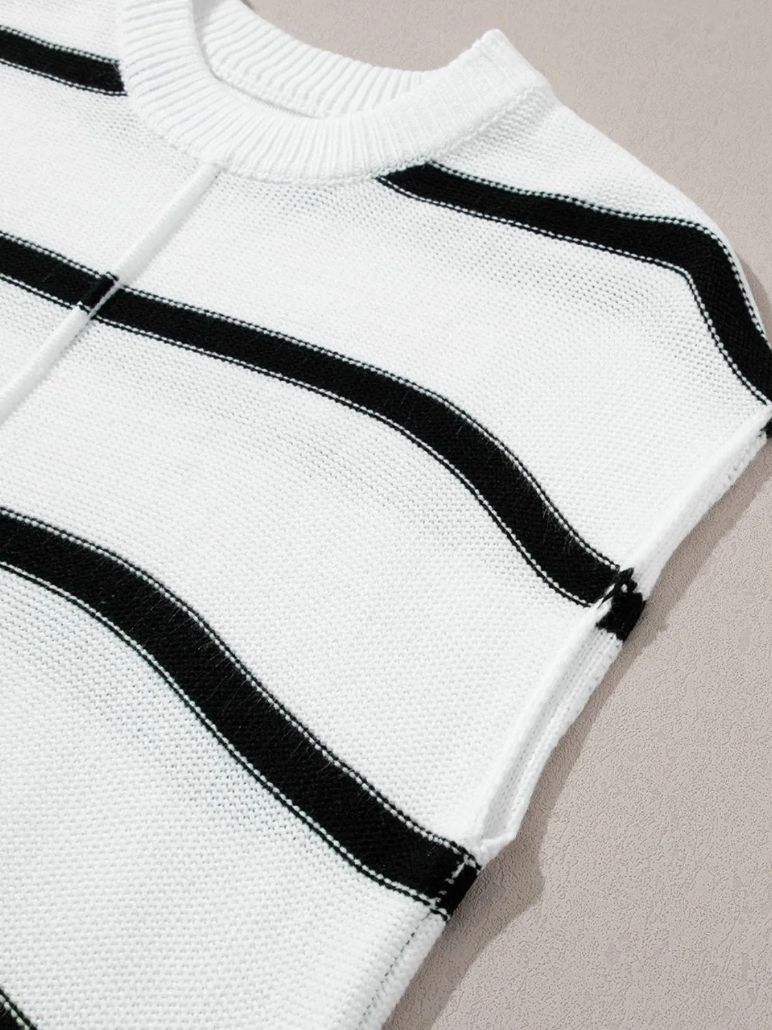 Striped Batwing Sleeve Knit Top - Image 9
