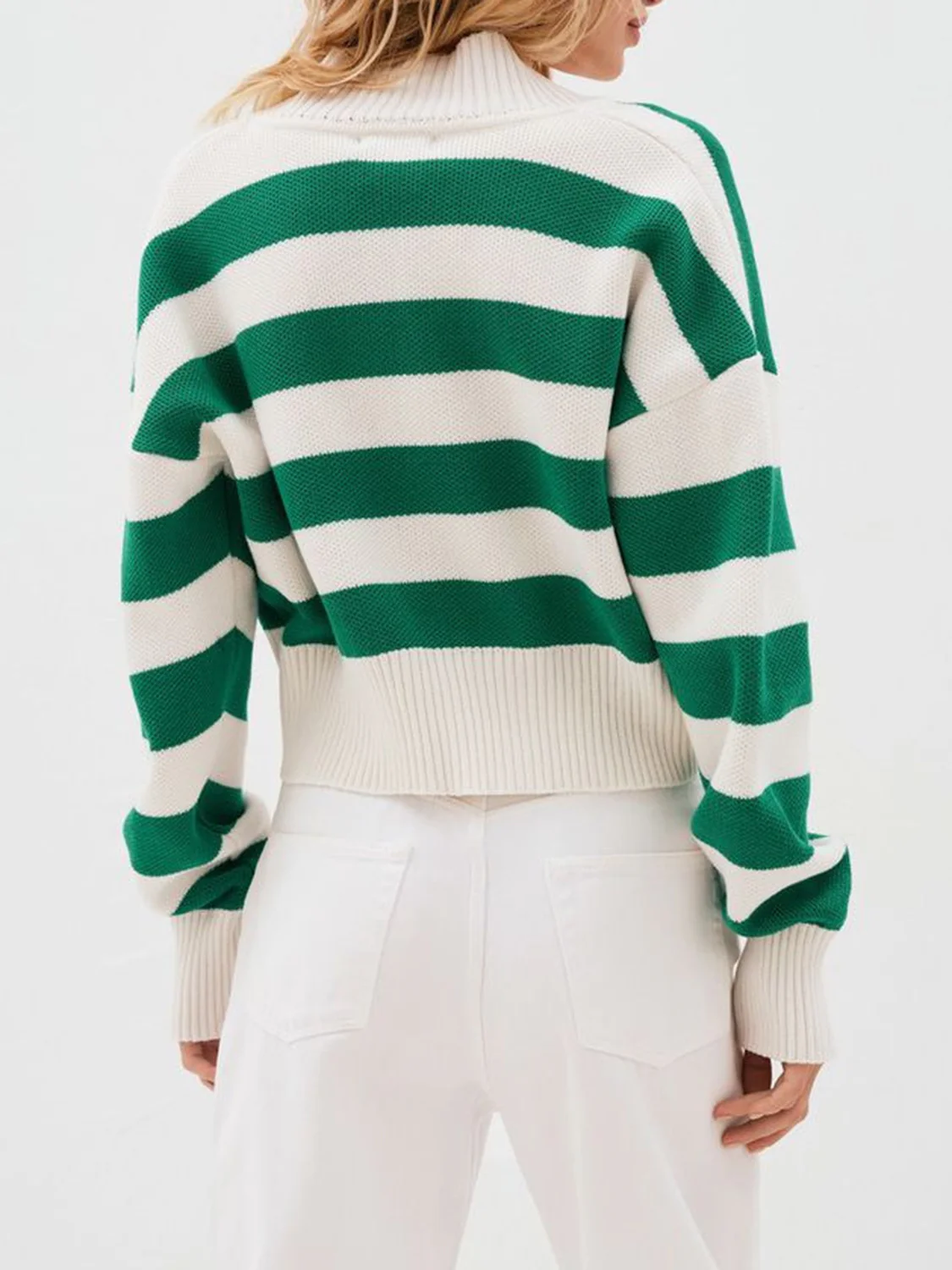 Striped Button Down Drop Shoulder Cardigan - Image 11