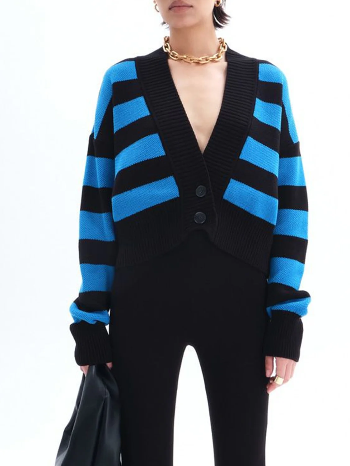 Striped Button Down Drop Shoulder Cardigan - Image 13