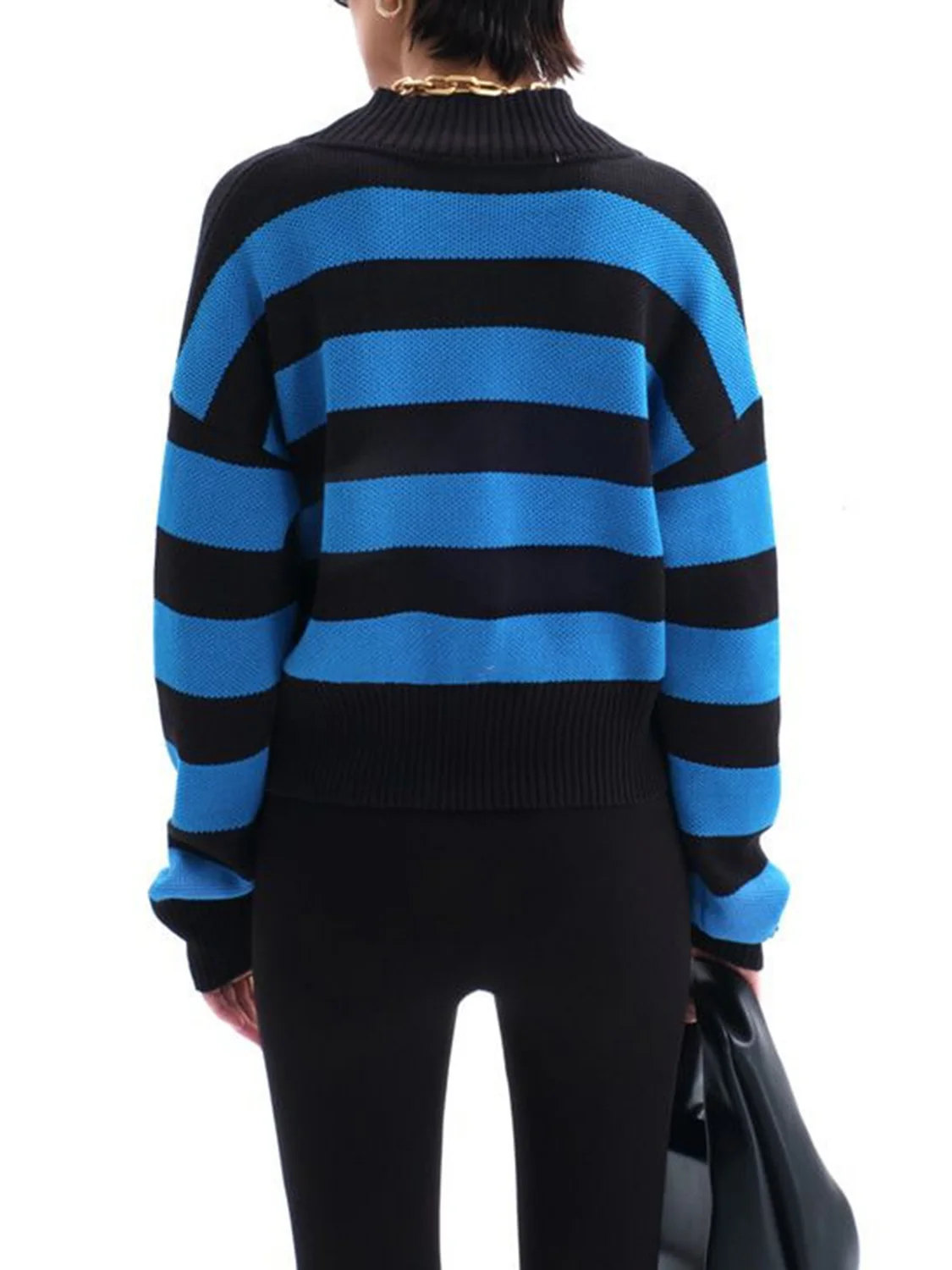 Striped Button Down Drop Shoulder Cardigan - Image 15